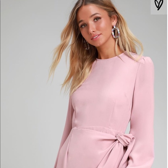 Lulus - Knot Rose Pink Long Sleeve Tie-Front - Picture 2 of 5